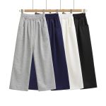 Drawstring elastic waistband sagging loose wide leg pants