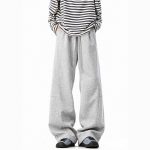 Retro Deconstructed Knife-Edge Sweatpants Unisex Winter Fashion High-Drape Versatile Casual Pants Heavyweight Wide-Leg Athletic Pants