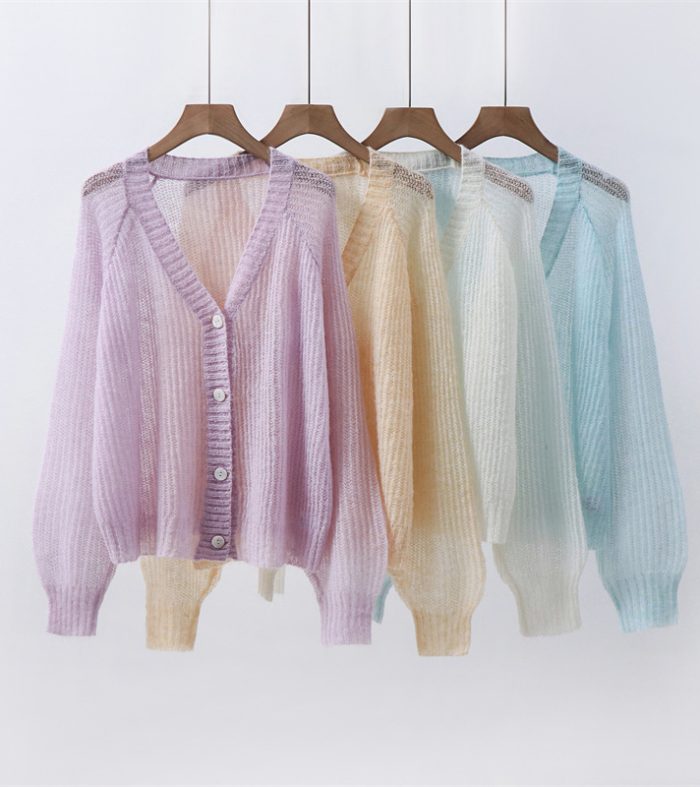 Button top micro transparent cover shirt