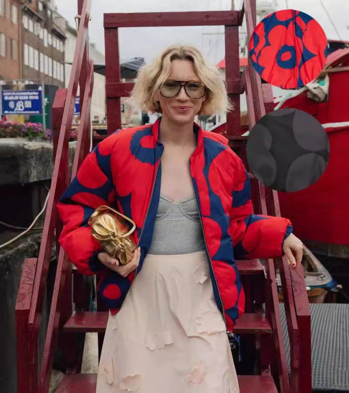 Standing collar pilot jacket printed cotton jacket