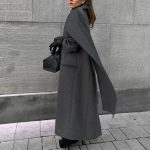 Scarf colla coat cloak long vintage coat gray fashion jacket