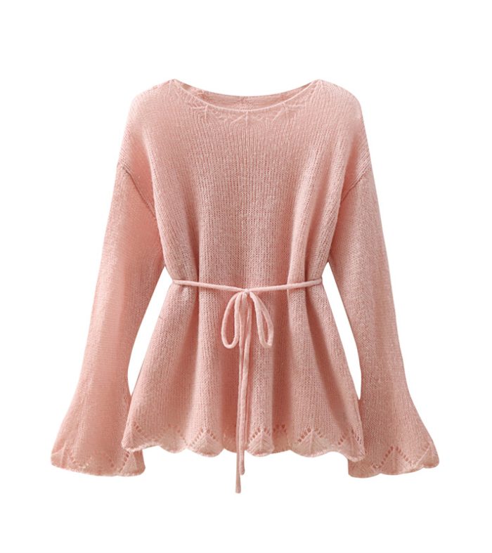 Hollow out long sleeved sweater