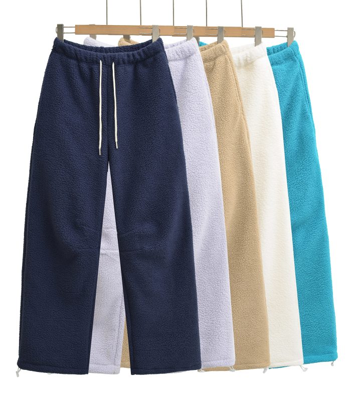 Drawstring elastic waist straight leg casual pants