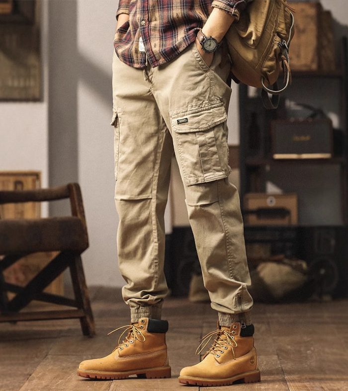 Style Cargo Pants Men's Fashionable Functional Casual Cuffed Trousers Lightweight Multi-pocket Pants Trendy