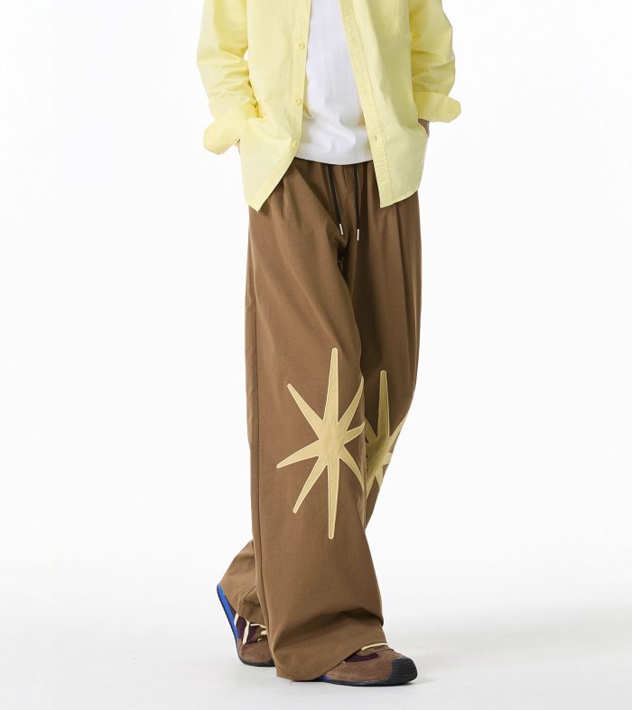 Casual Pants Men Style Loose Quick-Dry Long Pants Vibe Streetwear Versatile Casual Trousers Star Pattern