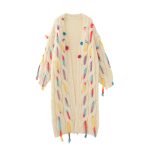 Heavy industry Fried Dough Twists twisted coarse needle hand knitting three-dimensional flower decoration medium length knitting cardigan coat for women