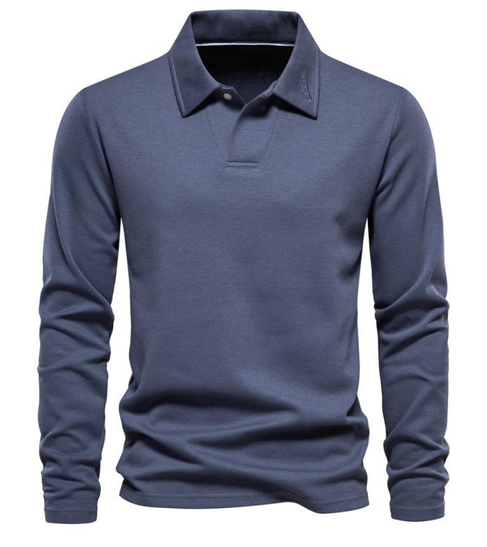 Long sleeved solid color lapel top